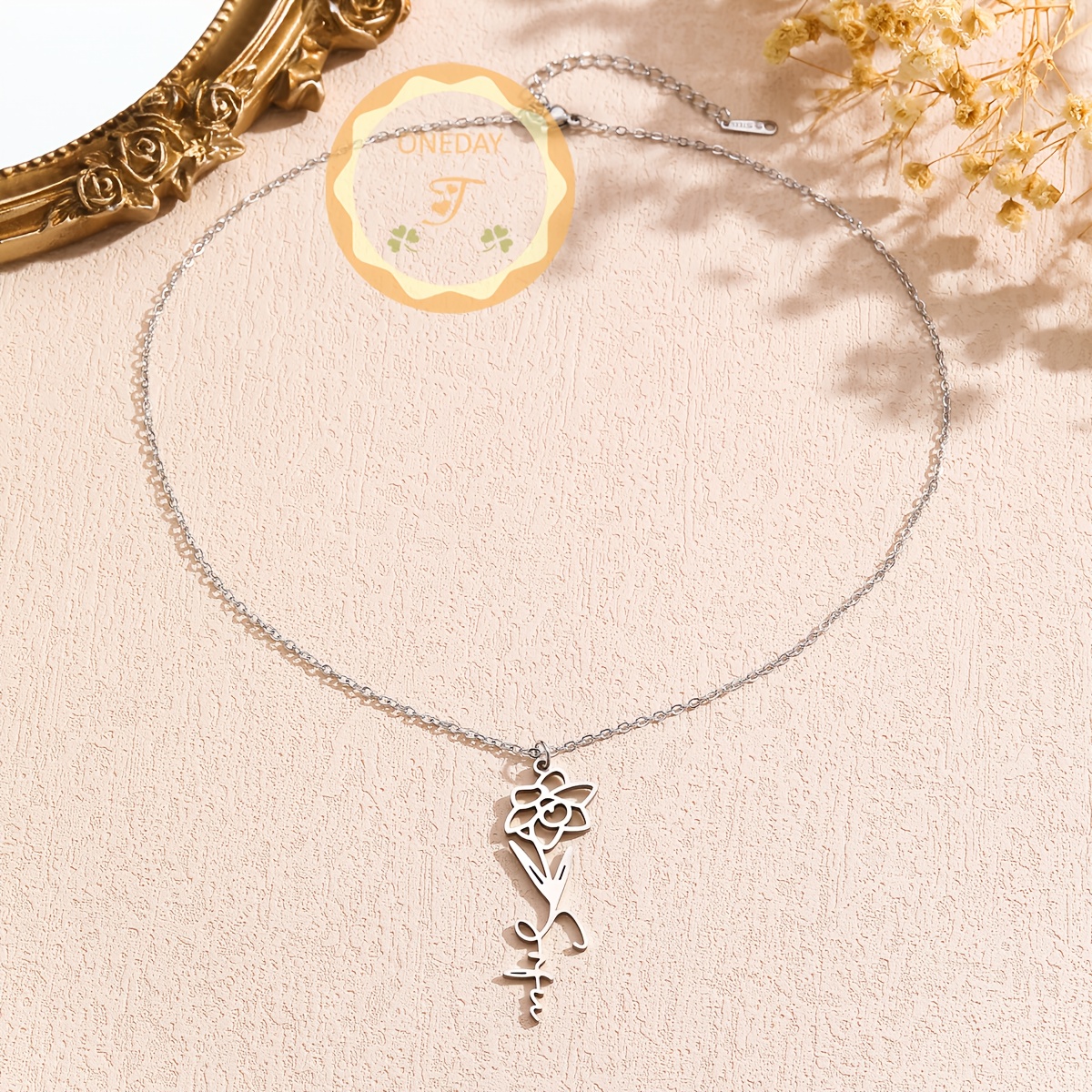 Personalized Birth Month Flower Necklace, Ideal Birthday Gift